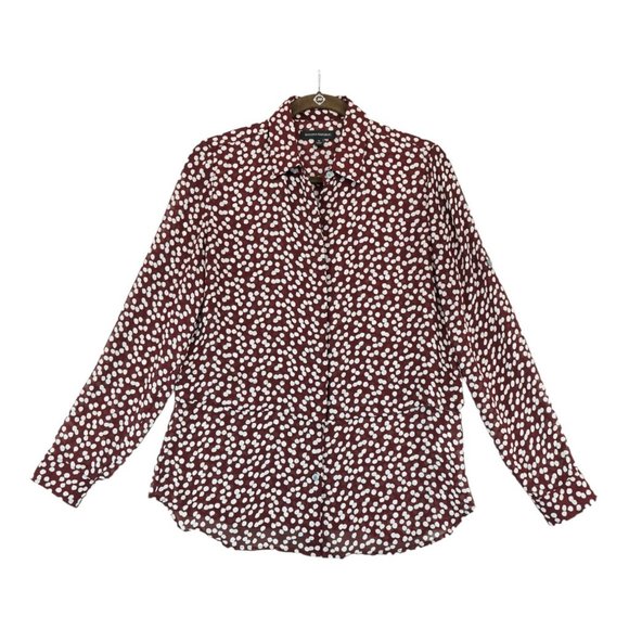 Banana Republic‎ Blouse Polka Dot Peplum Burgundy Maroon Size Small - Picture 1 of 6